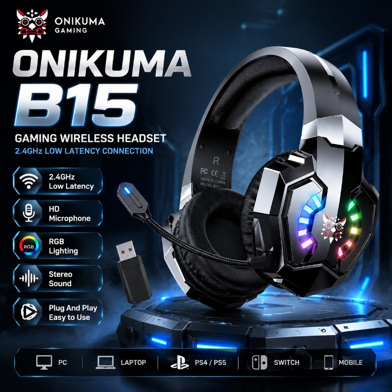 Gaming Console Apple - Игровая гарнитура ONIKUMA B15, беспроводные наушники